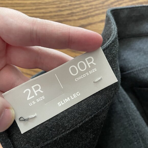 Chicos Women Sz 00R US 2R Gray Ponte Knit Stretch Slim Leg Dress Pants NWT - Picture 7 of 9